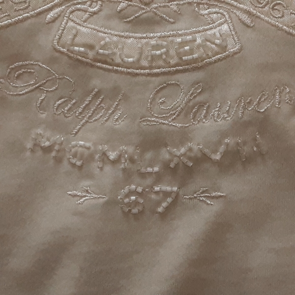 Lauren Ralph Lauren, Cotton, Embellished and Embroidered, Cream LS Tee, Large - Picture 12 of 12